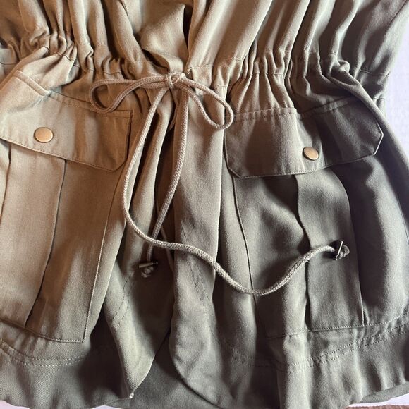 Billabong Jacket Women's Size Large Military Olive Green Hooded Pockets Open - Picture 6 of 12
